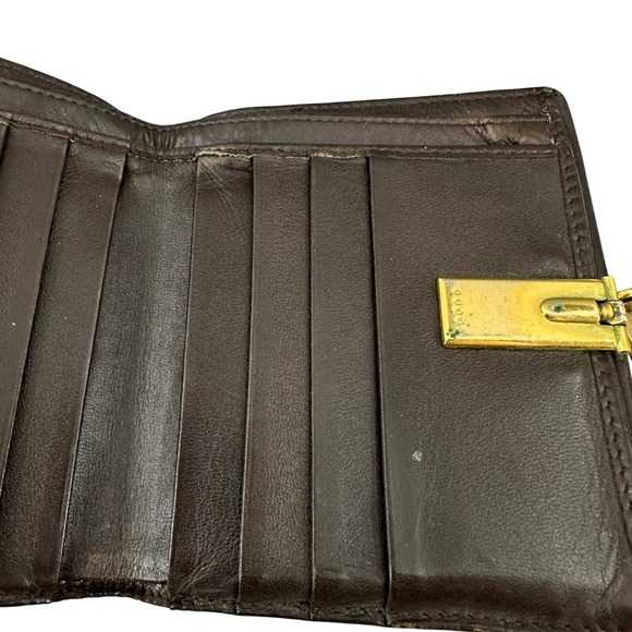 Gucci Leather Wallet Brown Snap Closure Bifold Coin Purse Vintage, flawed, used - Picture 13 of 16
